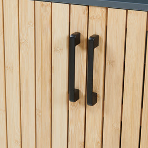 Mueble bajo lavabo 'Svanes' 70 x 60 x 30 cm Frente de bambú Estructura metálica Gris oscuro/Natural