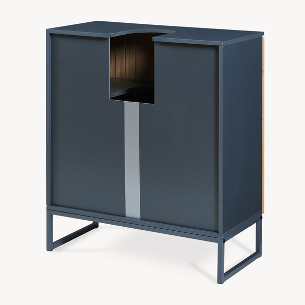 Mueble bajo lavabo Svanes con 2/3 compartimentos cerrados 70x60x30cm gris oscuro/natural [en.casa]