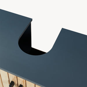 Mueble bajo lavabo 'Svanes' 70 x 60 x 30 cm Frente de bambú Estructura metálica Gris oscuro/Natural