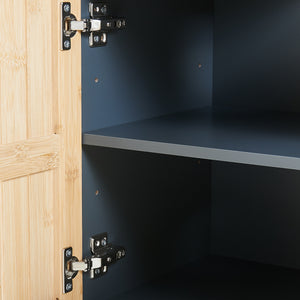 Mueble bajo lavabo 'Svanes' 70 x 60 x 30 cm Frente de bambú Estructura metálica Gris oscuro/Natural