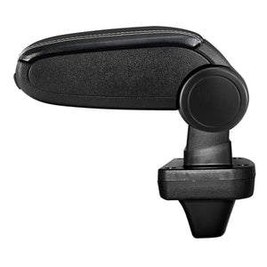 Reposabrazos central a medida para Opel Astra K, tapa de cuero sintético y tela negra con costuras de colores [pro.tec]