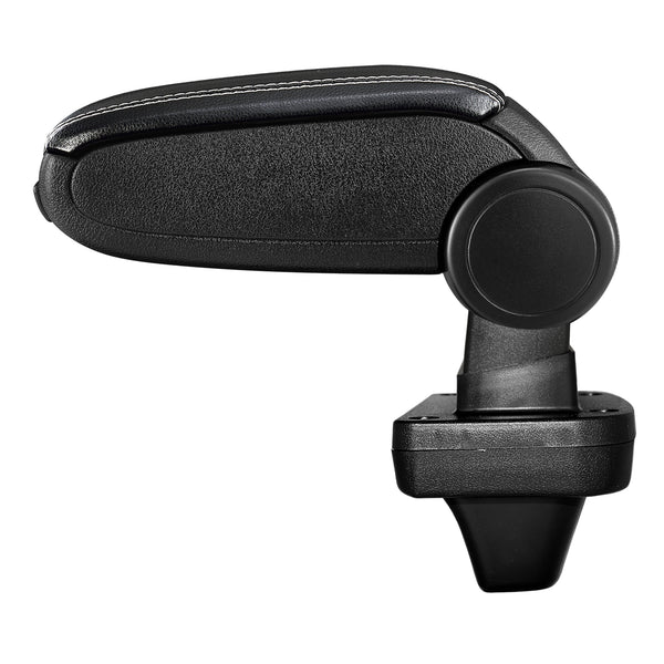 Reposabrazos central a medida para Opel Astra K, tapa de cuero sintético y tela negra con costuras de colores [pro.tec]