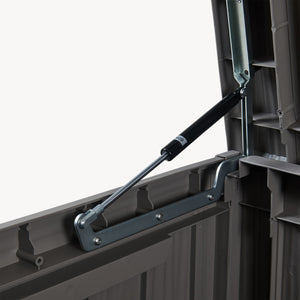 Arcón exterior Vades con tapa 117x47x59cm - efecto madera [casa.pro] 