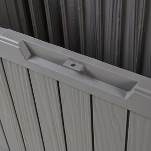 Arcón exterior Vades con tapa 117x47x59cm - efecto madera [casa.pro] 