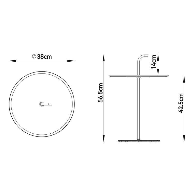 Esquema acotado Mesa auxiliar de jardín Calimera 56,5x38 cm - [casa.pro]