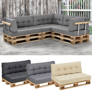Cojín para respaldo Cojín de esquina Cojín para asiento para sofá de palets euro Cojines para palets Almohadilla para interior/exterior Almohadón Muebles + palet [en.casa]