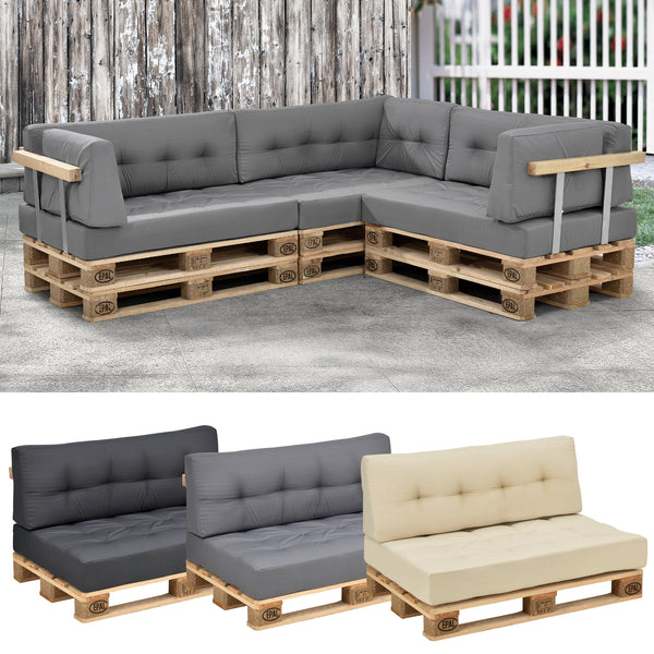 Cojín para respaldo Cojín de esquina Cojín para asiento para sofá de palets euro Cojines para palets Almohadilla para interior/exterior Almohadón Muebles + palet [en.casa]