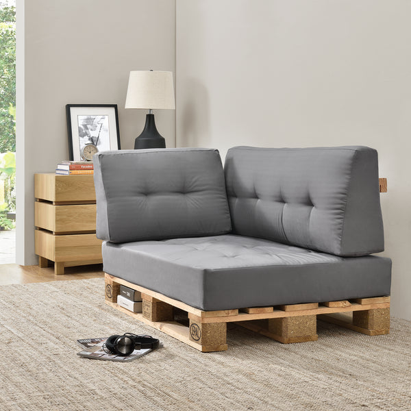 Cojín para respaldo Cojín de esquina Cojín para asiento para sofá de palets euro Cojines para palets Almohadilla para interior/exterior Almohadón Muebles + palet [en.casa]