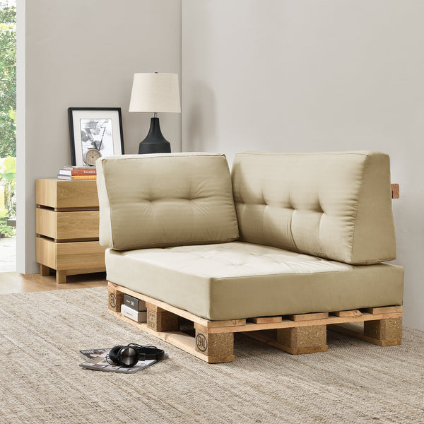 Cojín para respaldo Cojín de esquina Cojín para asiento para sofá de palets euro Cojines para palets Almohadilla para interior/exterior Almohadón Muebles + palet [en.casa]