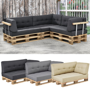 Cojín para respaldo Cojín de esquina Cojín para asiento para sofá de palets euro Cojines para palets Almohadilla para interior/exterior Almohadón Muebles + palet [en.casa]