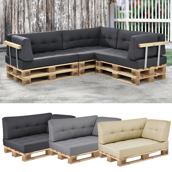 Cojín para respaldo Cojín de esquina Cojín para asiento para sofá de palets euro Cojines para palets Almohadilla para interior/exterior Almohadón Muebles + palet [en.casa]