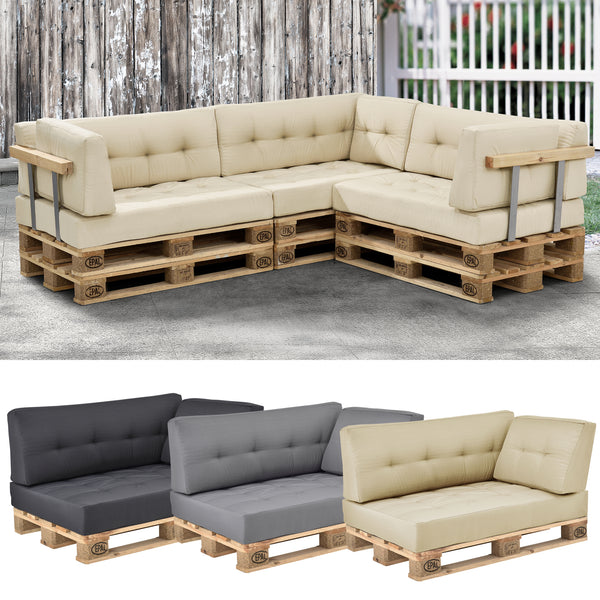 Cojín para respaldo Cojín de esquina Cojín para asiento para sofá de palets euro Cojines para palets Almohadilla para interior/exterior Almohadón Muebles + palet [en.casa]