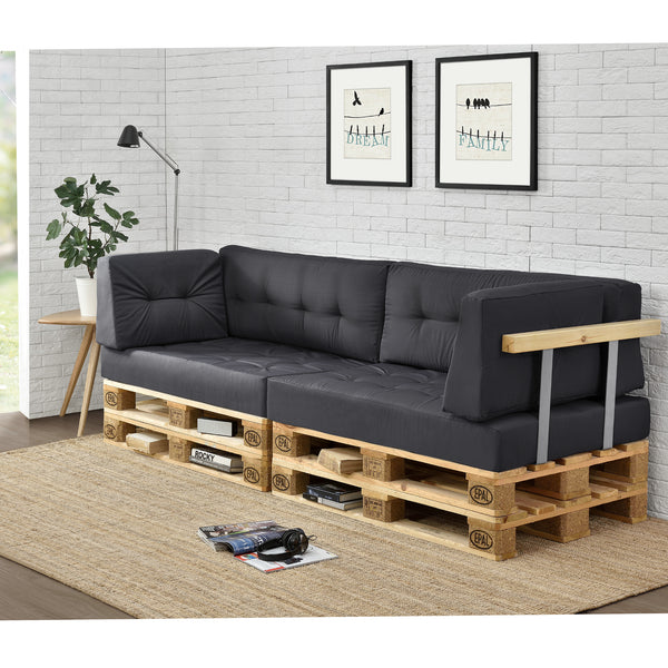 Cojín para respaldo Cojín de esquina Cojín para asiento para sofá de palets euro Cojines para palets Almohadilla para interior/exterior Almohadón Muebles + palet [en.casa]