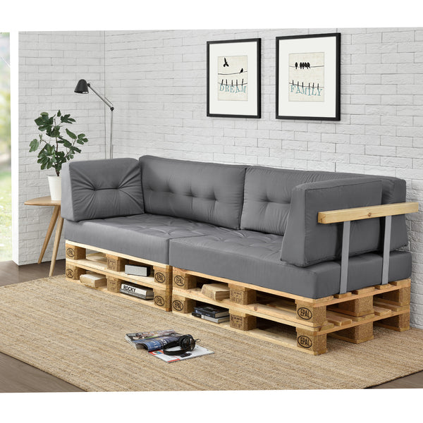 Cojín para respaldo Cojín de esquina Cojín para asiento para sofá de palets euro Cojines para palets Almohadilla para interior/exterior Almohadón Muebles + palet [en.casa]