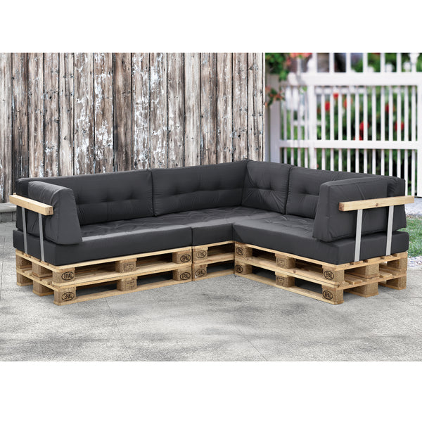 Cojín para respaldo Cojín de esquina Cojín para asiento para sofá de palets euro Cojines para palets Almohadilla para interior/exterior Almohadón Muebles + palet [en.casa]