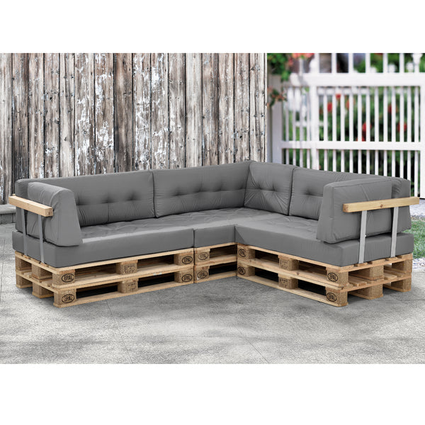 Cojín para respaldo Cojín de esquina Cojín para asiento para sofá de palets euro Cojines para palets Almohadilla para interior/exterior Almohadón Muebles + palet [en.casa]