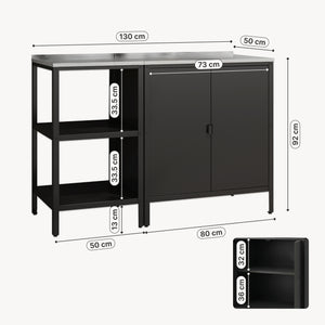 Conjunto de armario exterior Bolognano Armario + Estantería de pie acero [casa.pro]