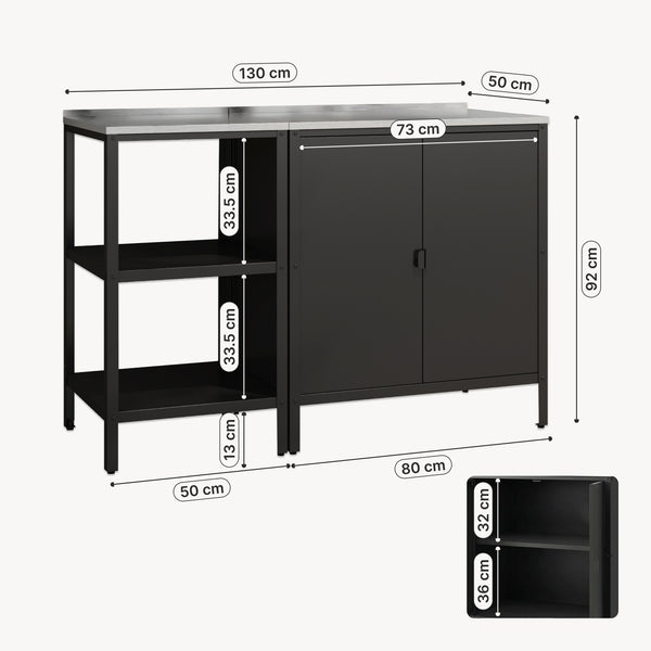 Conjunto de armario exterior Bolognano Armario + Estantería de pie acero [casa.pro]