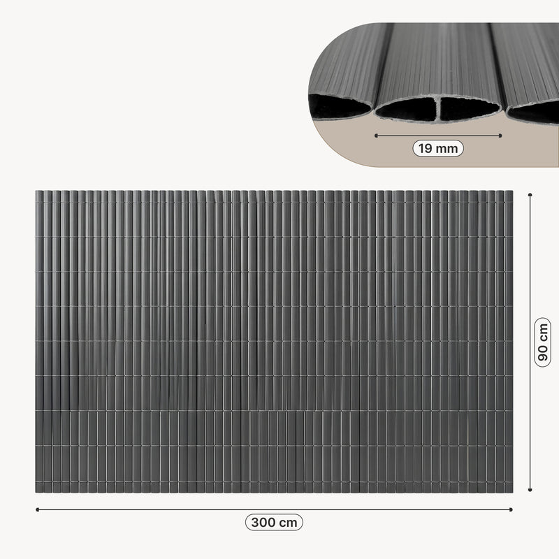 Esquema acotado Cañizo PVC Cefalu ocultación doble cara Antracita [casa.pro]