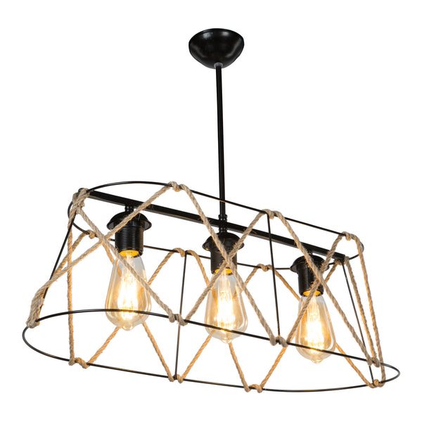 Lámpara colgante Harrogate negro / color yute en varios tamaños [lux.pro]