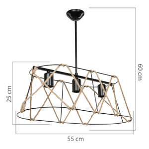 Lámpara colgante Harrogate negro / color yute en varios tamaños [lux.pro]