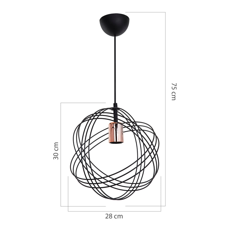 Esquema acotado Lámpara colgante Hove E27 metal en varios colores [lux.pro]