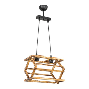 Lámpara colgante Kettering madera maciza 2xE27 / 3xE27 negro / aspecto madera en varios tamaños [lux.pro]
