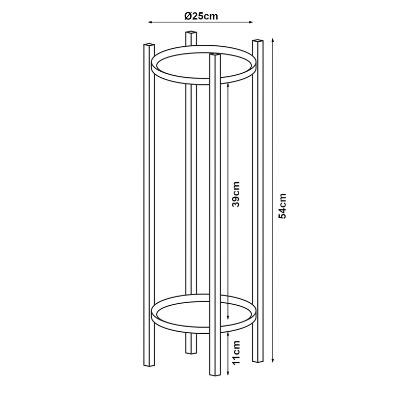Esquema acotado Soporte para plantas Tuusula con estantes Metal Negro [en.casa]