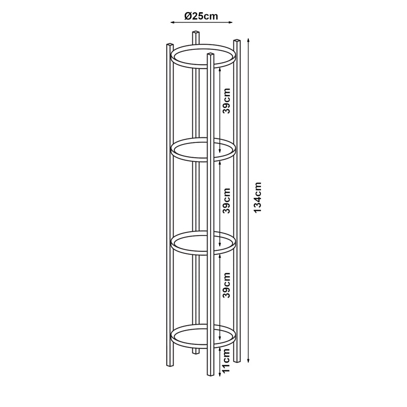 Esquema acotado Soporte para plantas Tuusula con estantes Metal Negro [en.casa]