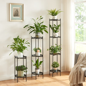Soporte para plantas Tuusula con estantes Metal Negro [en.casa]