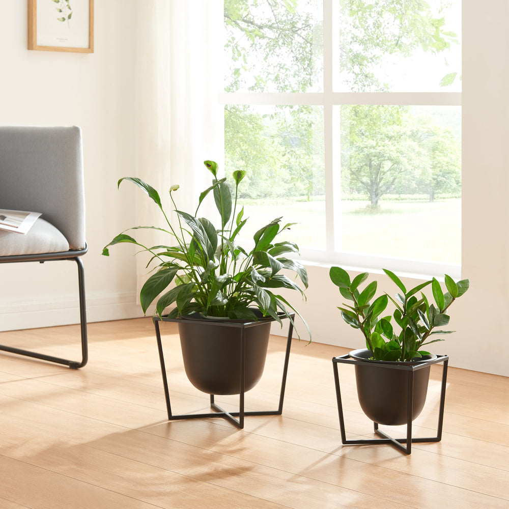 Soporte para plantas Nordmaling juego de 2 metal negro [en.casa] - premiumXL