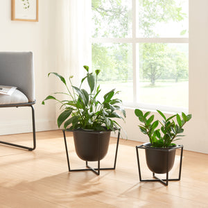 Soporte para plantas Nordmaling juego de 2 metal negro [en.casa] - premiumXL