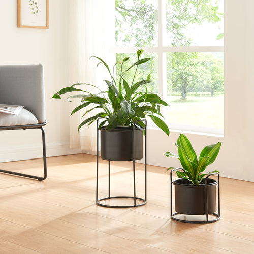 Soporte para plantas Osen juego de 2 metal negro [en.casa] - premiumXL