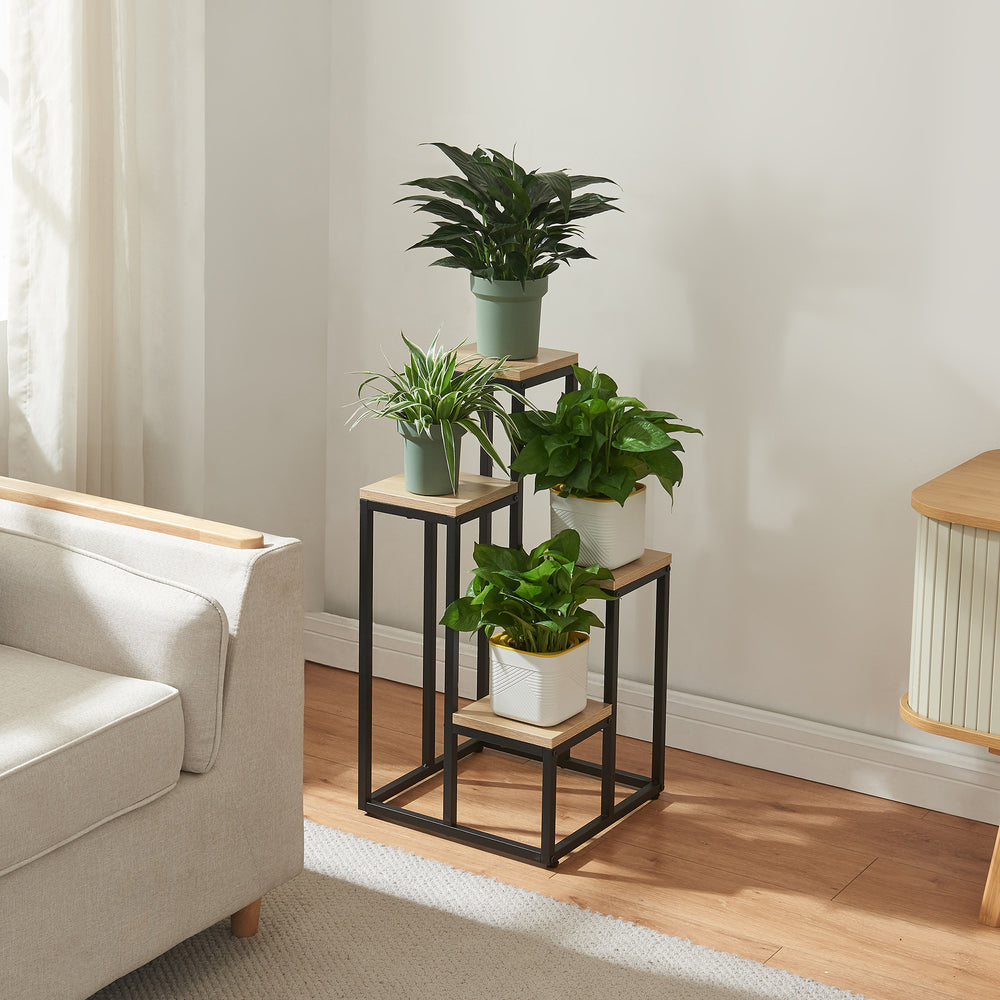 Escalera para plantas Ameland metal negro [en.casa] - premiumXL