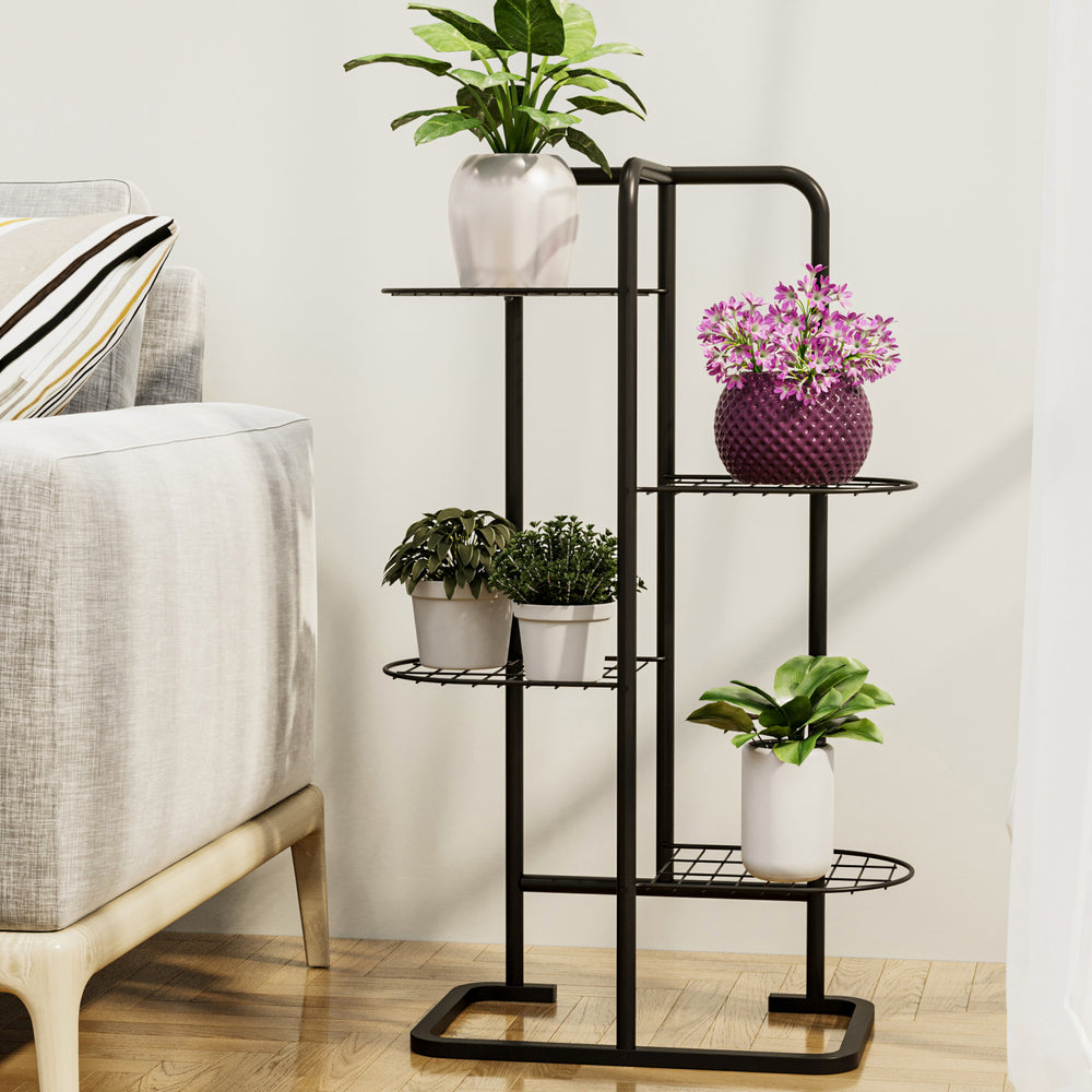 Soporte para plantas Pedersöre 83x52x25cm negro [en.casa] - premiumXL