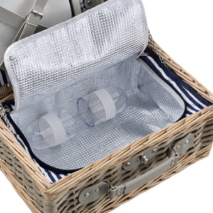 Cesta de picnic con juego de cubiertos para 2/4 personas en varios colores casa.pro