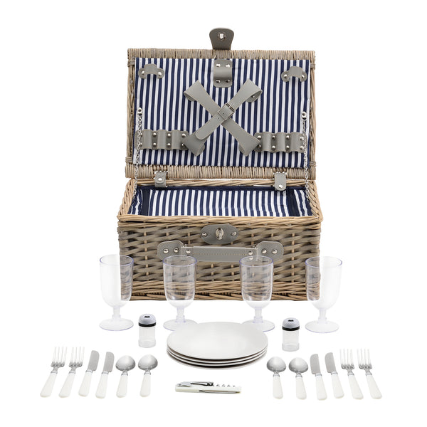Cesta de picnic con juego de cubiertos para 2/4 personas en varios colores casa.pro