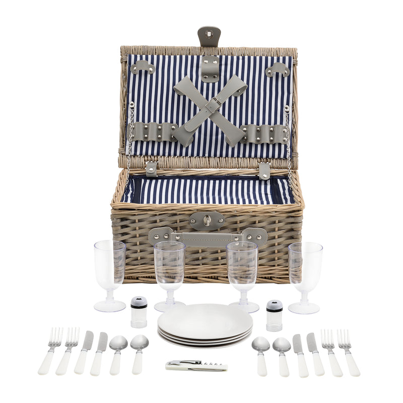 Esquema acotado Cesta de picnic con juego de cubiertos para 2/4 personas en varios colores casa.pro