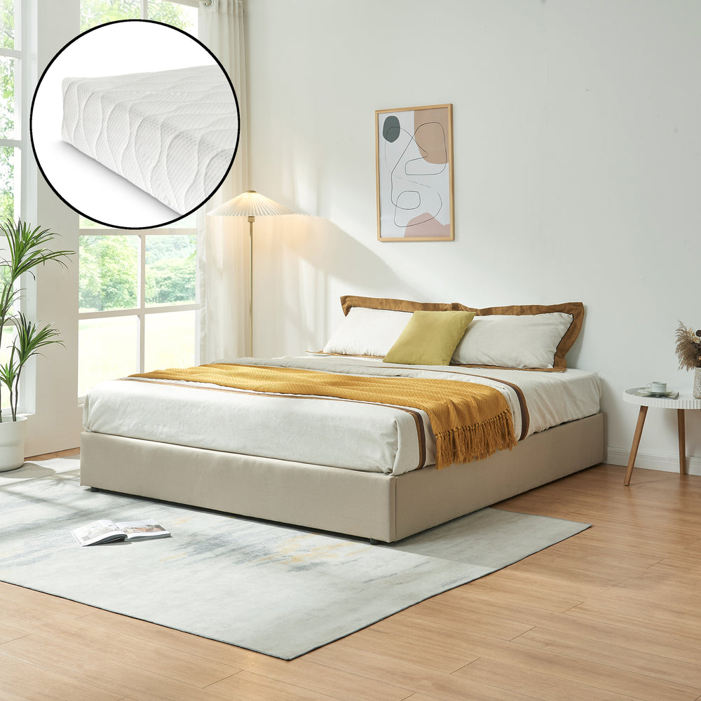 Cama tapizada Nola con colchón [en.casa]
