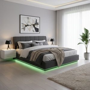 Cama tapizada LED Tröstiar [en.casa]
