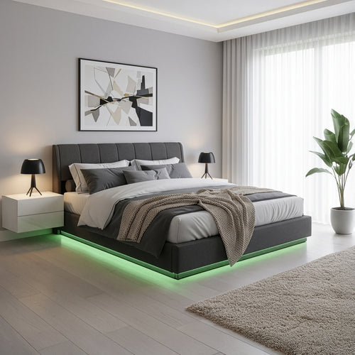 Cama tapizada LED Tröstiar [en.casa]