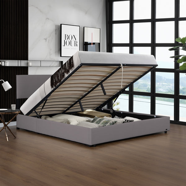 Cama tapizada Juva Cord con somier de lamas Corium