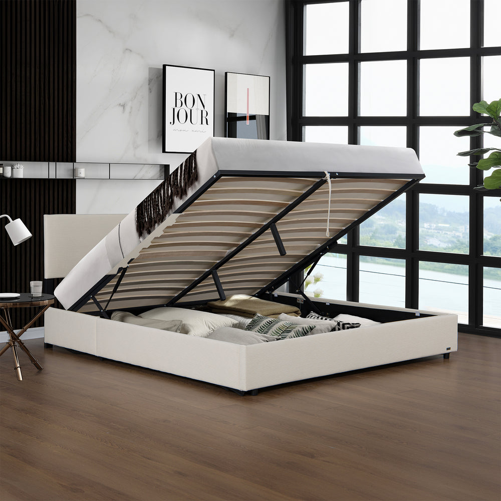 Cama tapizada Juva con colchón y canapé Corium