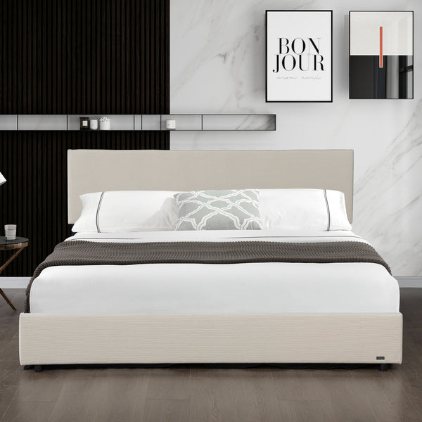 Cama tapizada Juva con colchón y canapé Corium