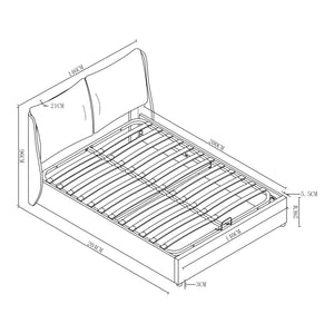 Cama tapizada Lunner con colchón [en.casa]