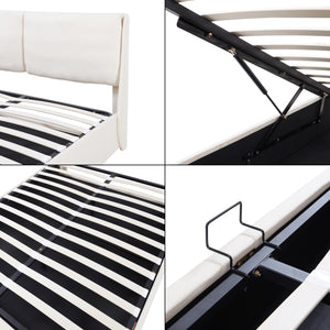 Cama tapizada Lunner con colchón [en.casa]