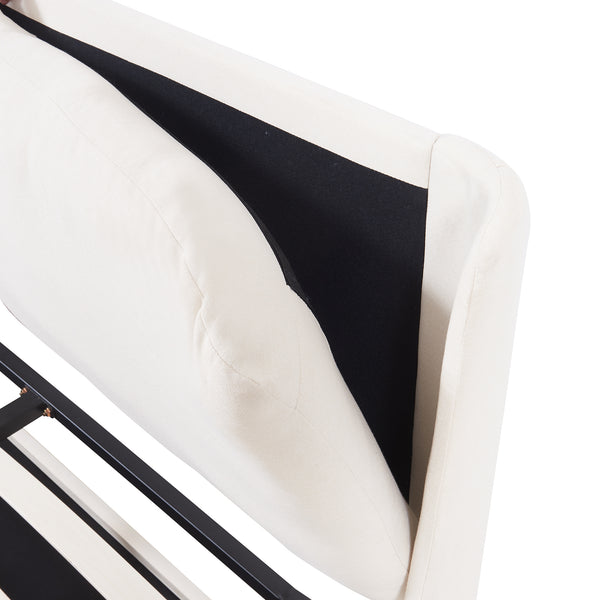 Cama tapizada Lunner con colchón [en.casa]