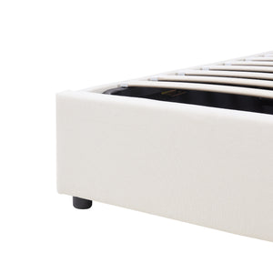 Cama tapizada Lunner con colchón [en.casa]