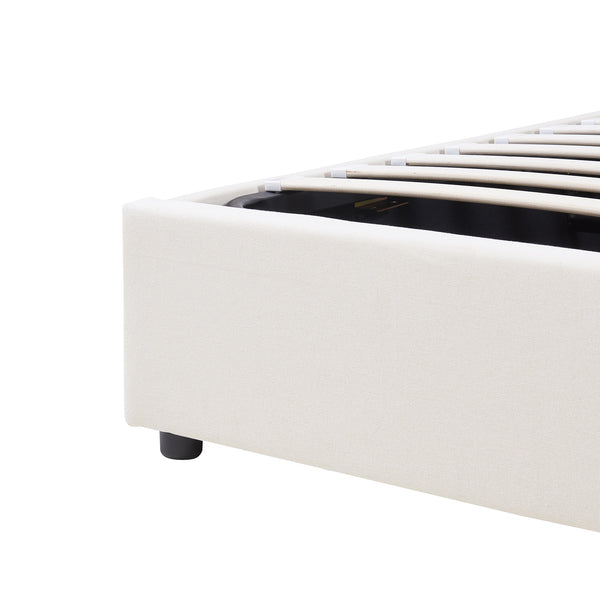 Cama tapizada Lunner con colchón [en.casa]