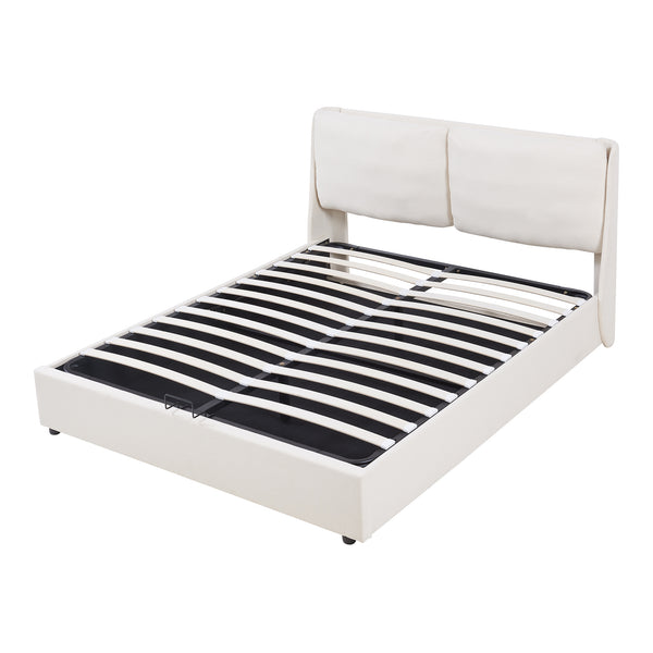 Cama tapizada Lunner con colchón [en.casa]